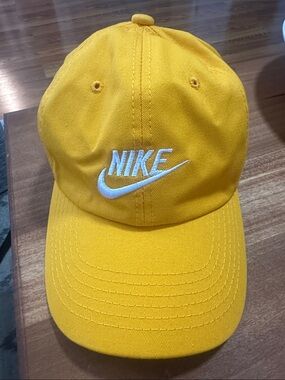 Nike Yellow Baseball Cap with White Trim and Logo